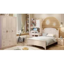 JV Möbel Luxus Kinderzimmer Kleiderschrank Design 2x Nachttische, Bett, Set