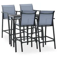 vidaXL Gartenbar Set 5-tlg. Schwarz/Grau