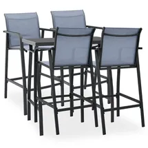vidaXL Gartenbar Set 5-tlg. Schwarz/Grau