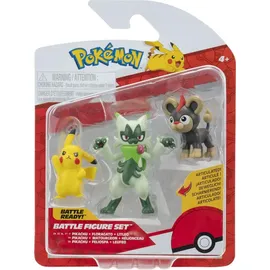 Pokémon First Partner Battle Figure Set Figuren 3er-Pack Leufeo, Pikachu, Feliospa,