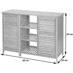 Mendler Badezimmerschrank HWC-B18, Regal Kommode Badschrank Badregal, 2 Türen Bambus 87x99x33cm