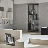 sweeek Asymmetrisches Bücherregal aus schwarzem Metall INDUSTRIELLE B 77 x T 33 x H 185cm
