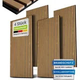 Juskys Wandpaneele Akustik Eiche Natur Dunkel 4 St. 120 x 60 cm