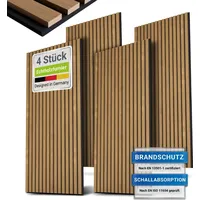 Juskys Wandpaneele Akustik Eiche Natur Dunkel 4 St. 120 x 60 cm