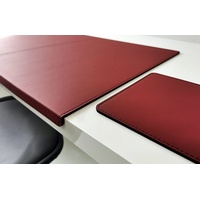 Profi Mats Schreibtischunterlage Gewinkelt mit Mauspad Echt Leder 90 x 48 Bordeaux Weinrot