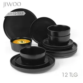 JIWOO Tafelservice 12-tlg. schwarz