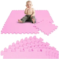 LittleTom Puzzlematte 9 Teile Baby Kinder Puzzlematte ab Null - 30x30cm, Baby Kinder Puzzlematte pink