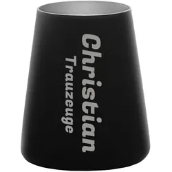 Becher Power schwarz-silber Name quer 1 Stück