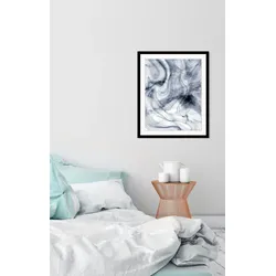 Bild QUEENCE "Tasha", grau (farbe rahmen: schwarz, farbe bild(er): grau), B:30cm H:40cm, Acrylglas, Papier, Holz, Bilder, HD Premium Poster-Druck inkl. Holzrahmen