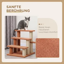 PawHut Katzentreppe 3-stufige Hundetreppe Braun 45 x 40 x 48 cm