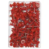 Wedo (54 202) Reißzwecke rot, 100 Stück Nadellänge: 12 mm, Kopfdurchmesser: 10 mm, in Klarsichtdose,