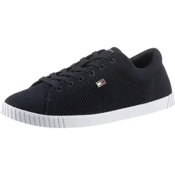 Tommy Hilfiger Sneaker »FLAG LACE UP SNEAKER KNIT«, Freizeitschuh, Halbschuh, Schnürschuh mit seitlichem Flaggen-Label TOMMY HILFIGER dunkelblau 39