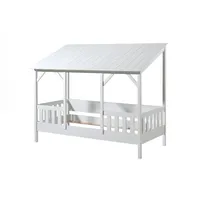 58 aufm Kessel Hausbett Kat 214x105x174 Kinderbett MDF+Massivholz Weiß