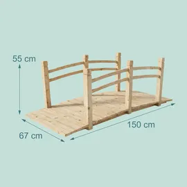 Relaxdays Garten Brücke 55 x 150 x 67 cm Natur