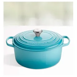 Le Creuset Signature Bräter 24 cm rund karibik , Emaille hell