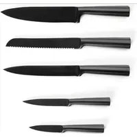Qdesign - 5er-Set Küchen-Messer aus Edelstahl - Koch-, Brot-,