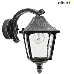 Albert Außenwandleuchte Landhausstil eckig Typ Nr. 1821, hängend mit Wandarm, IP44, E27, Alu-Guss / Hohlglas klar, Schwarz ALB-601821