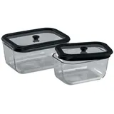 CHEF CUISINE Vakuum-Glasbehälter Medium, 2er Set Borosilikatglas, mit Deckel