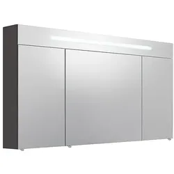 Spiegelschrank mit beleuchteter Blende, anthrazit Hochglanz, 3 Türen, 1200 x 740 x 160 mm - 93 216 80