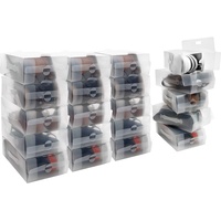 Kurtzy Schuhbox Transparent Plastik Aufbewahrungsbox Schuhe (20Stk) – Damen, Herren, Kinder Schuhboxen Stapelbar, Faltbar, Gewellt – Schuhaufbewahrung Platzsparend Sneaker Box zum Reisen, Aufbewahrung