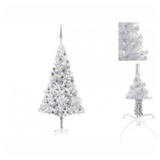 vidaXL Künstlicher Weihnachtsbaum mit LEDs & Kugeln Silbern 180cm PET