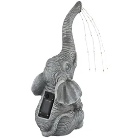 GLOBO Solarleuchte Elefant Gartendeko Tierfigur Solarlampe Außenleuchte grau Elefant, LED warmweiß, LxBxH 13,5x13x32,5 cm, 2er Set