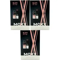 Mexx BLACK WOMAN Geschenkset 3 Sets = 3 x 30ml Eau de Toilette 3 x 50ml Duschgel