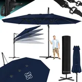 Kesser KESSER® Sonnenschirm Doppelsonnenschirm 4,6m x 2,7m Ampelschirm Abdeckung & Windsicherung mit Kurbel & Ständer Kurbelschirm Aluminium wasserabweisend Neigbar Kippbar 360° Drehbar