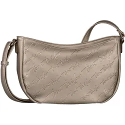Umhängetasche TOM TAILOR "Denice", Damen, Gr. B/H/T: 29cm x 18cm x 10cm, grau (taupe), Polyurethan, Taschen, aus glattem Lederimitat mit toller Logoprägung in Schreibschrift
