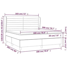 vidaXL Boxspringbett mit Matratze Taupe 180x200 cm Stoff