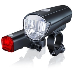 Aplic Fahrradbeleuchtung, LED Fahrradlampe Set StVZO zugelassen, 30 Lux, Front & Rücklicht schwarz
