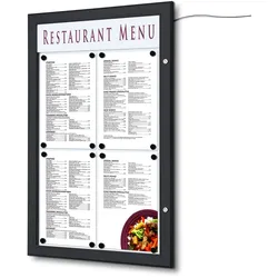 SHOWDOWN Displays Showdown Speisekarten Schaukasten LED Outdoor - 4x DIN A4 - Aluminium / Stahl - Schwarz