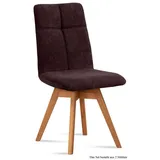58 aufm Kessel Esszimmerstuhl Küchenstuhl drehbar (2er-Set) Dorea 47x92x60 Eiche geölt/Rosewood (Lieferung bis Verwendungsstelle, 2 St), Stabiles Gestell aus Massivholz pflegeleichter Bezug aus Microfaser braun