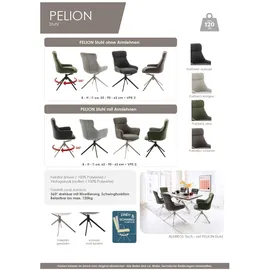 MCA Furniture MCA Pelion 4 Fuß Stuhl mit Armlehnen Edelstahl/Stoffbezug 360° drehbar - Silber