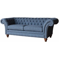 JVmoebel Chesterfield-Sofa, Sofa Wohnzimmer Klassisch Design Sofas Textil Chesterfield blau