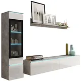 Feldmann-Wohnen Wohnwand, Weiß, Holz, 4 Fächer, Rechteckig, 210x130x33 cm, Wohnzimmer, Wohnwände, Wohnwand-Sets