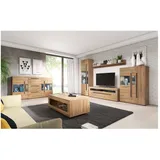 Lomadox Wohnzimmer Set Inkl. Wohnwand Sideboard Und Couchtisch Turda-83 In Eiche Grandson Nb. Mit Led Beleuchtung, B/h/t: Ca. 320/104/50 Cm