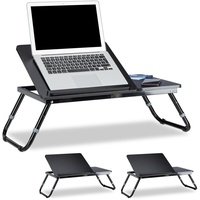 3 x Laptoptisch schwarz, Knietablett Betttablett Holz, Betttisch Tablett Laptop