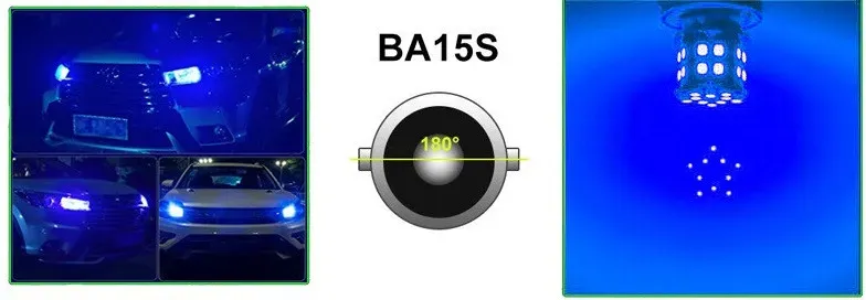 LED-Lampen, 30 SMD, BA15S 1156 (P21W), gegenüberliegende Pins (180°), 12V, blaues Licht