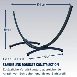 Potenza Tytan Gestell Outdoor Hängemattengestell XXL 370cm, 350kg I Gestell für Hängematten, Rahmen aus Stahl wetterfest (Basic Graphit)