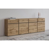 INOSIGN Sideboard Cross,Breite 225 cm, moderne grifflose Kommode,4 Türen/4 Schubkästen, Schubladenschrank mit viel Stauraum, Einlegeböden verstellbar beige