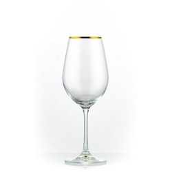 Crystalex Rotweinglas Viola Gold Rotweinglas 450 ml 6er Set, Kristallglas, Kristallglas, Goldrand