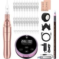 TATELF Permanentes Make up Gerät mit Rotary Maschine Set 20 Stück Patronen Nadeln digitaler Stromversorgung für Ombre Powder Brows Miroblading Shading Eyeliner Lippen