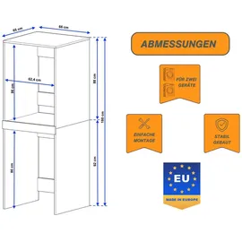 craftpak Waschmaschinenschrank 66 x 180 x 65 cm Weiß