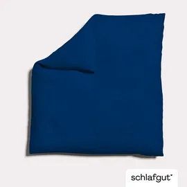 schlafgut Knitted Jersey unifarben Blau 155 x 220 cm + 40 x 80 cm
