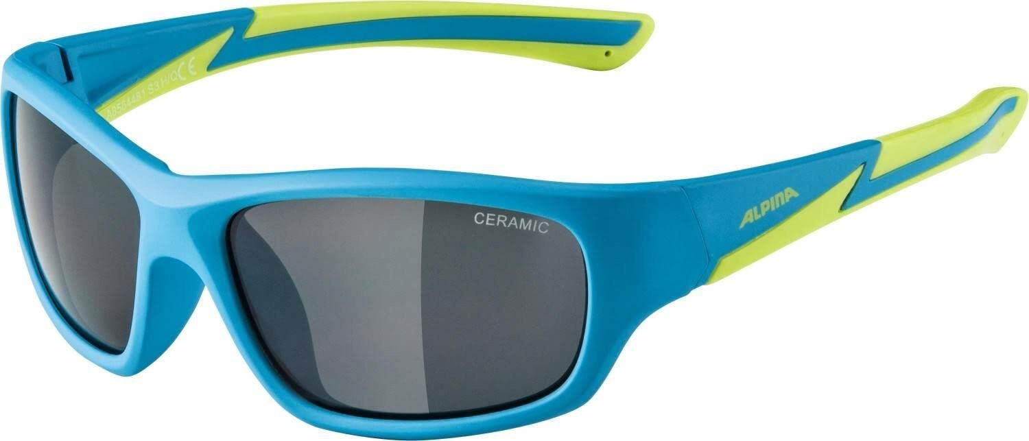 ALPINA FLEXXY KIDS - Verspiegelte und Bruchsichere Sonnenbrille Mit 100% UV-Schutz Für Kinder, blue-matt-lime, One Size
