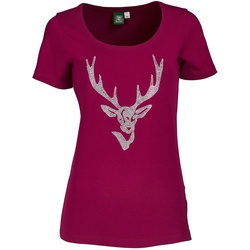 OS-Trachten Damen-T-Shirt mit Strass, weinrot, M