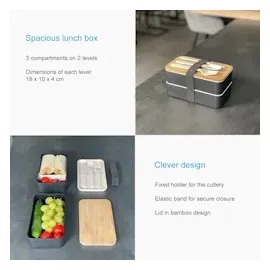 Intirilife Lunch Box Bento Box in Schwarz | Gr.: onesize