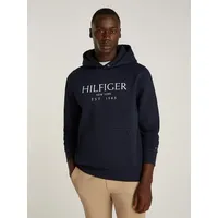 Tommy Hilfiger Kapuzensweater - Hoodie mit Label-Print, Marine, L