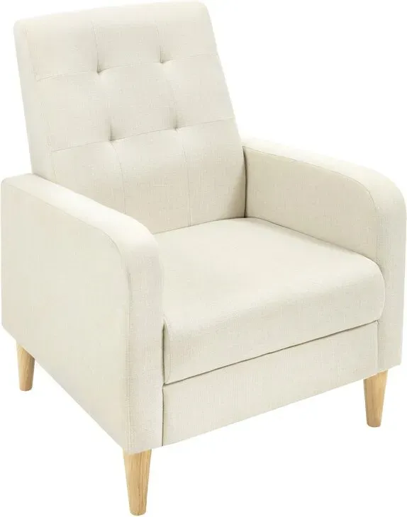 Woltu Wingback-Sessel, mit hoher Rückenlehne, Leinenstoff, Beige